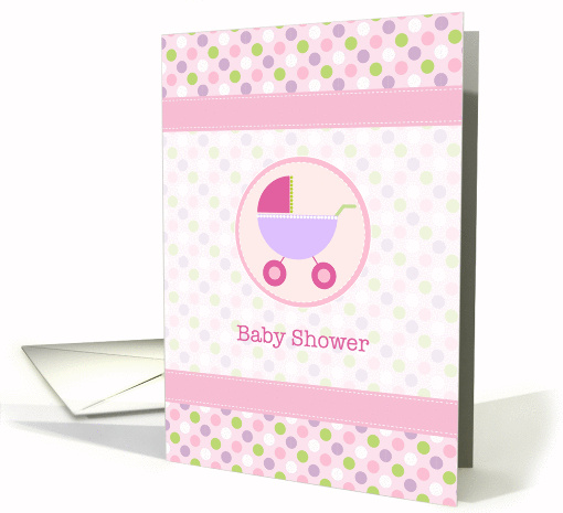 Pink Pram Baby Shower Invitation card (1042795)
