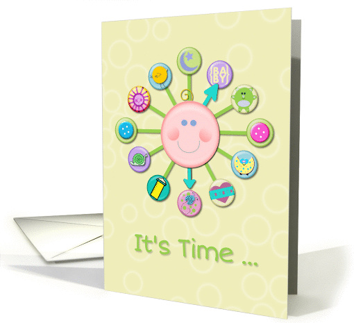 New Baby Congratulations Welcome Cute Clock It's Time card (1111528)
