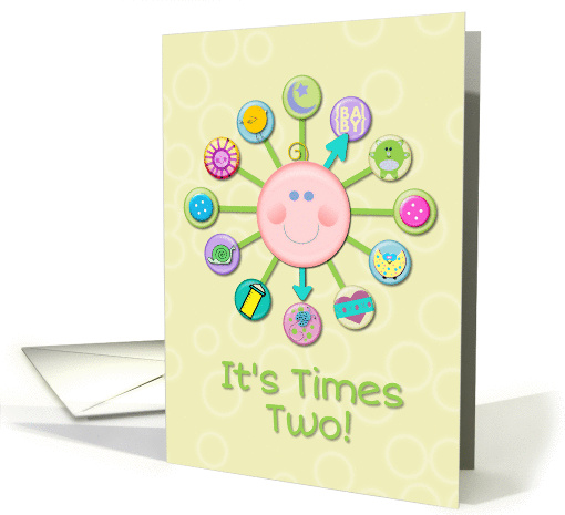 Twins New Baby Congratulations Welcome Cute Clock It's Times Two card
