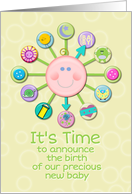 New Baby Birth Announcement Cute Baby Clock It’s Time card