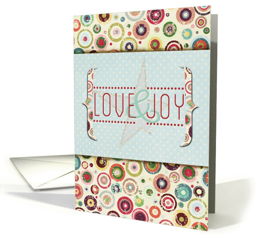 Christmas Holiday Greetings Love and Joy Modern Colorful Circles card