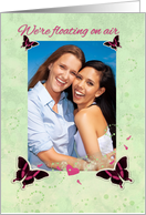 Lesbian Engagement Announcement Butterflys Floating on Air Photo Card