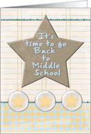Middle School Back to School Stars and Notebook Paper card