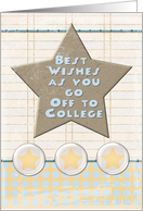 Off to College Best Wishes Stars and Notebook Paper card