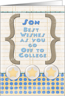 Son Off to College Best Wishes Stars and Notebook Paper card