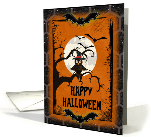 Happy Halloween Spooky Tree with Owl and Bats card (1160250)