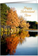 Happy Retirement Boss Congratulations Autumn on the Lake card