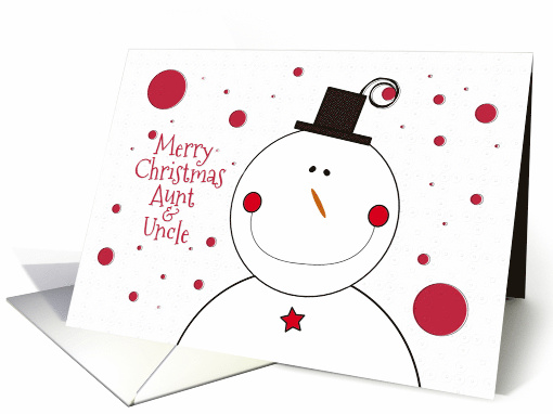 Aunt & Uncle Christmas Smiling Snowman with Top Hat card (1187224)