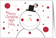 Aunt & Uncle Christmas Smiling Snowman with Top Hat card