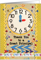 Thank You Principal Colorful School Clock card