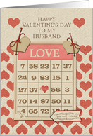 Happy Valentine’s Day to my Husband Bingo Card and Hearts card