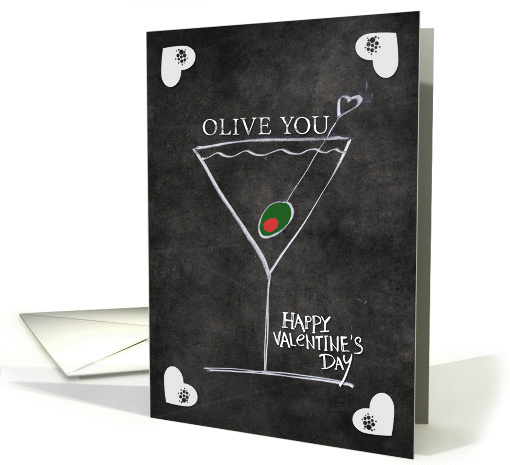 Happy Valentine's Day Olive You Martini Hearts card (1226344)
