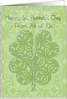 Happy St. Patrick’s Day From All of Us Irish Blessing Four Leaf Clover card