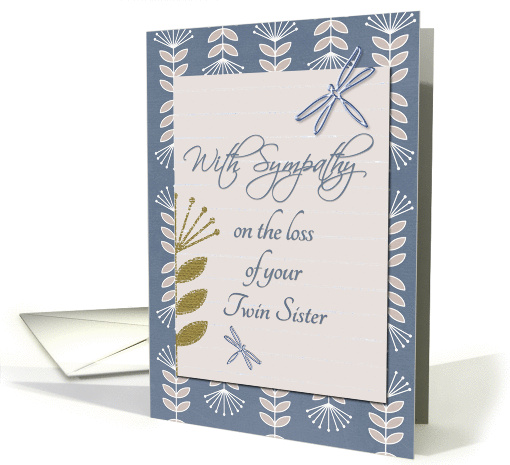 Sympathy Twin Sister Dragonflies and Flowers card (1237932)
