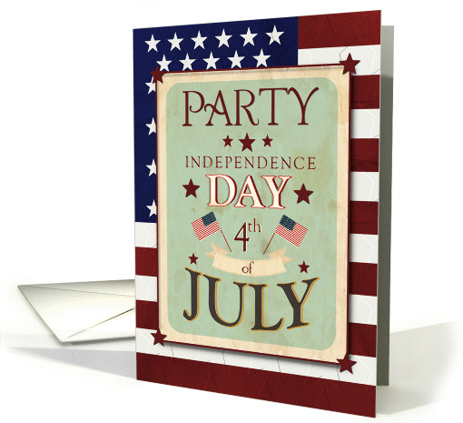 Party Invitation 4th of July Independence Day Stars and Stripes card