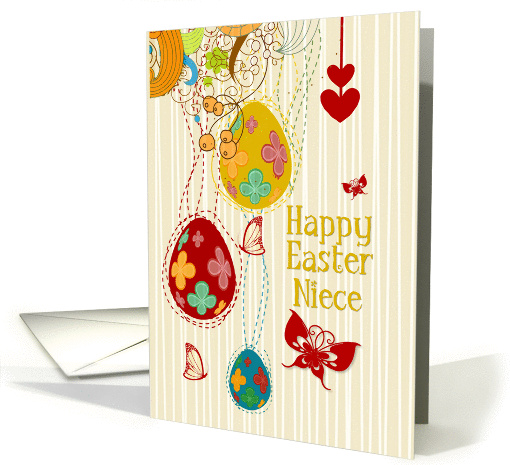 Happy Easter Niece Egg Tree, Butterflies and Flowers card (1239508)