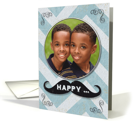 Happy Father's Day Vintage Distressed Mustache Custom Photo card