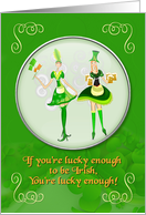 Happy St. Patrick’s Day Irish Girls Beer and Flag card