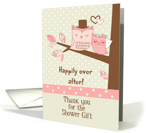 Thank You for the Shower Gift Owl Couple in Tree with Polka Dots card