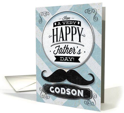 Happy Father's Day Godson Vintage Distressed Mustache card (1245950)