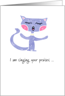 Thank You Best Catsitter Ever Purple Cat Singing Praises card