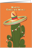 Happy Cinco de Mayo Cactus Wearing a Sombrero card