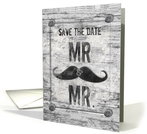 Gay Wedding Save the Date Rustic Grunge Mustache card (1263378)