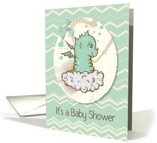 Baby Shower Invitation For Boy Cute Green Baby Dragon card (1271566)