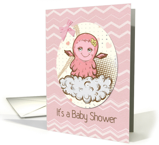 Baby Shower Invitation For Girl Cute Pink Baby Monster card (1271568)