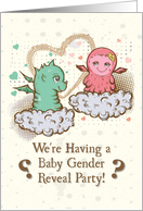 Baby Gender Reveal Party Invitation Cute Little Baby Monsters card