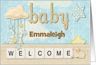 New Baby Welcome Custom Name Cloud and Stars card