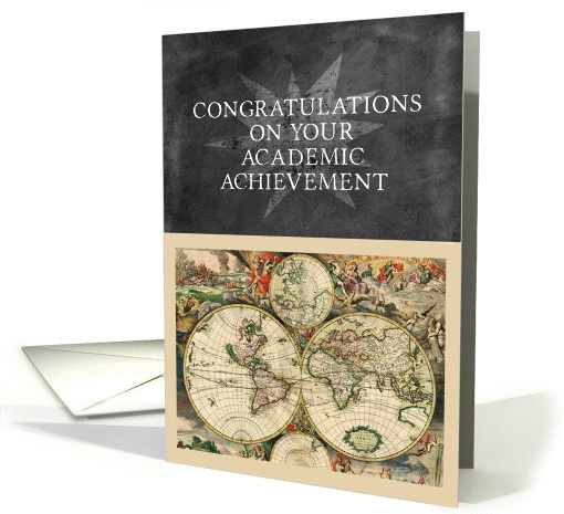 Academic Achievement Congratulations World Map Chalkboard Look card