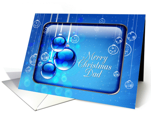 Merry Christmas Dad Sparkling Blue Ornaments card (1300414)