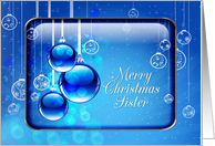 Merry Christmas Sister Sparkling Blue Ornaments card