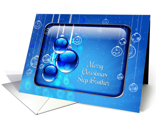 Merry Christmas Step Brother Sparkling Blue Ornaments card (1301658)