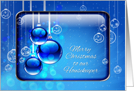 Merry Christmas Housekeeper Sparkling Blue Ornaments card