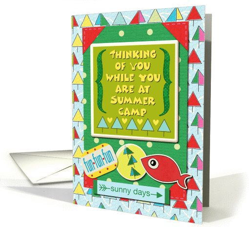 Thinking of You at Summer Camp Fish and Stylized Trees card (1302772)