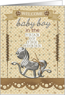 Baby Boy Year of the Horse Welcome New Baby Scrapbook Style card