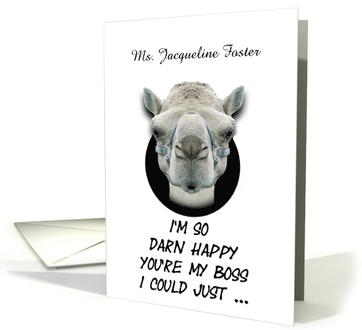 Boss's Day Greetings Funny Camel Custom Name card (1323130)