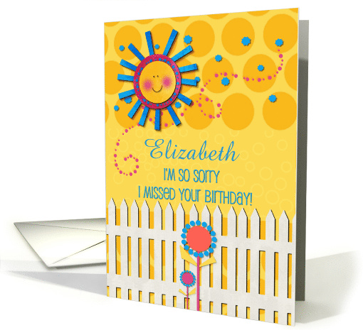 Happy Belated Birthday Custom Name Sunshine and Flowers card (1324468)