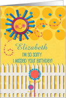 Happy Belated Birthday Custom Name Sunshine and Flowers card