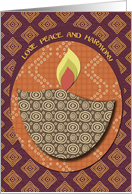 Diwali Festival of Lights Lamp Love, Peace, and Harmony Patterns card