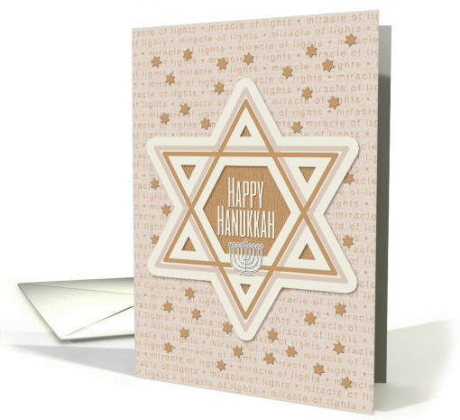 Happy Hanukkah Miracle of Lights Star of David and Menorah card