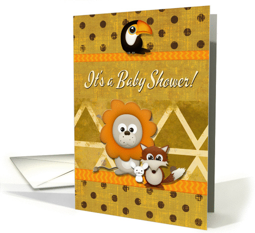 Baby Shower Invitation Cute Critters and Patterns Scrapbook Style card