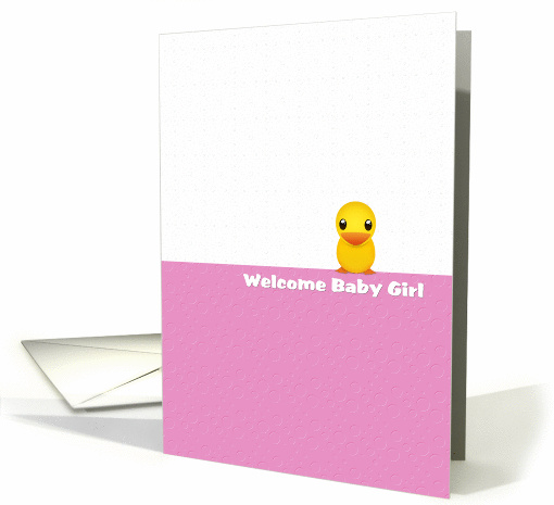Baby Girl Welcome Baby Shower Cute Yellow Ducky card (1339884)