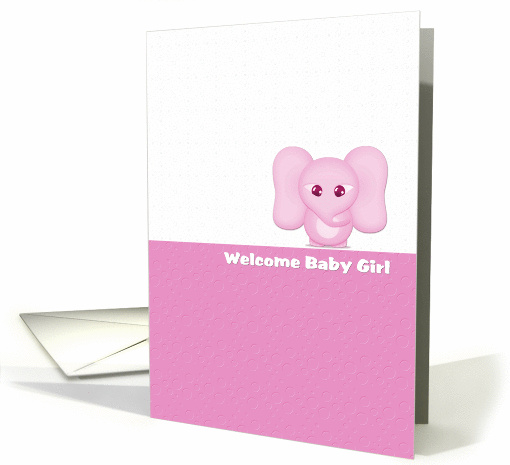 Baby Girl Welcome Baby Shower Little Pink Elephant card (1339886)