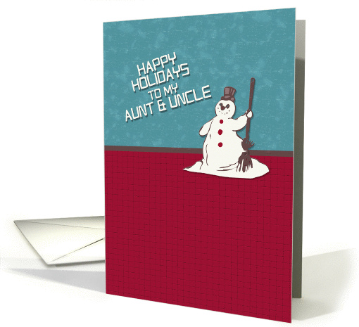 Happy Holidays Aunt & Uncle Happy Snowman Holiday Greetings card