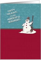 Happy Holidays to Wonderful Neighbors Happy Snowman Holiday Greetings card