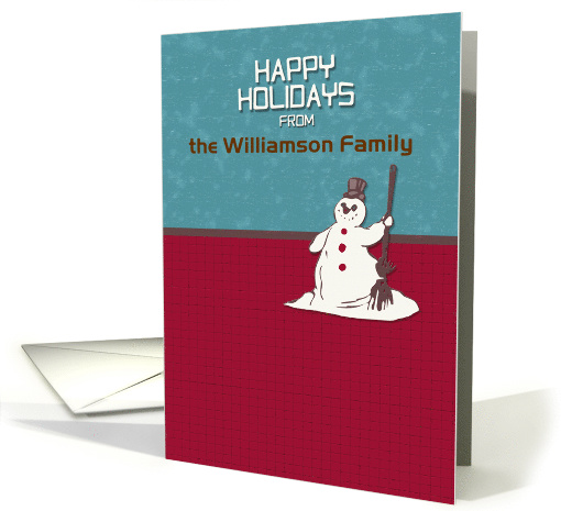 Happy Holidays Custom Name Happy Snowman Holiday Greetings card