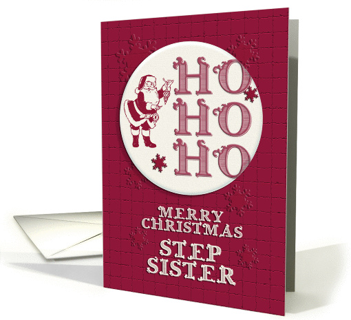Merry Christmas Step Sister Santa Ho Ho Ho Retro Look card (1345542)